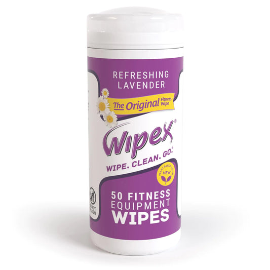 Wipex Original Fitness Equipment Wipes -Plant-Based No-Lint Cloth Gym Wipes for Workout Equipment Yoga Mat Cleaner Peloton Cleaner with Lavender Essential Oil & Vinegar 50 Fitness Wipes
